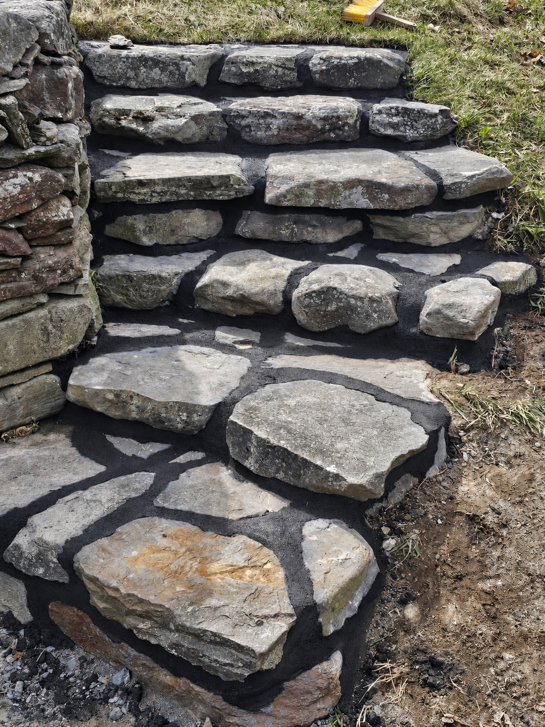 Crumbling stone steps → rebuilt & repointed